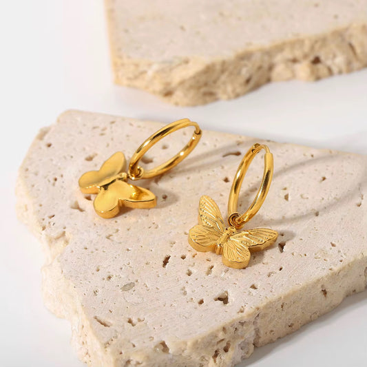 Dainty Butterfly Hoops - Gold