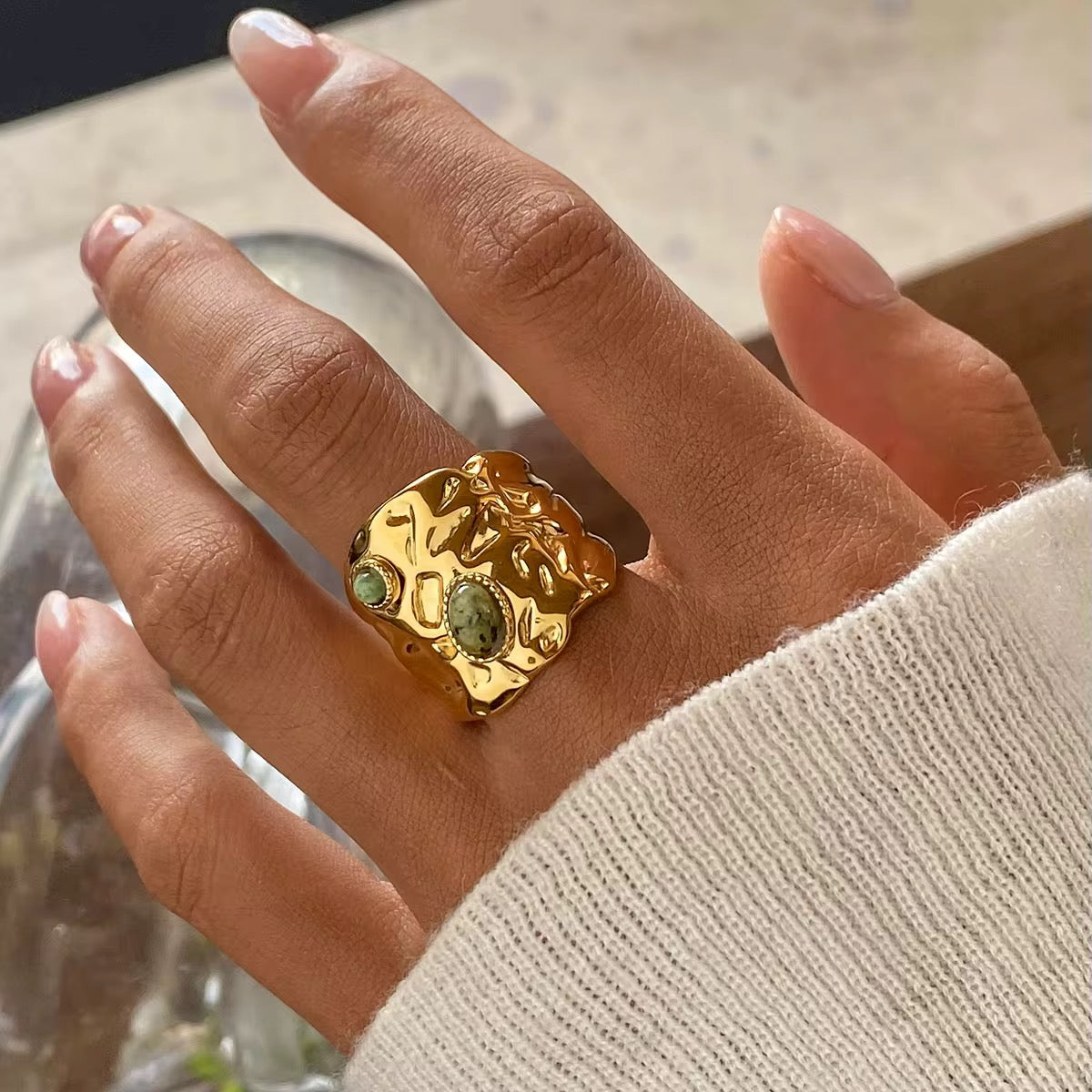 Olivia Hammered Ring - Gold