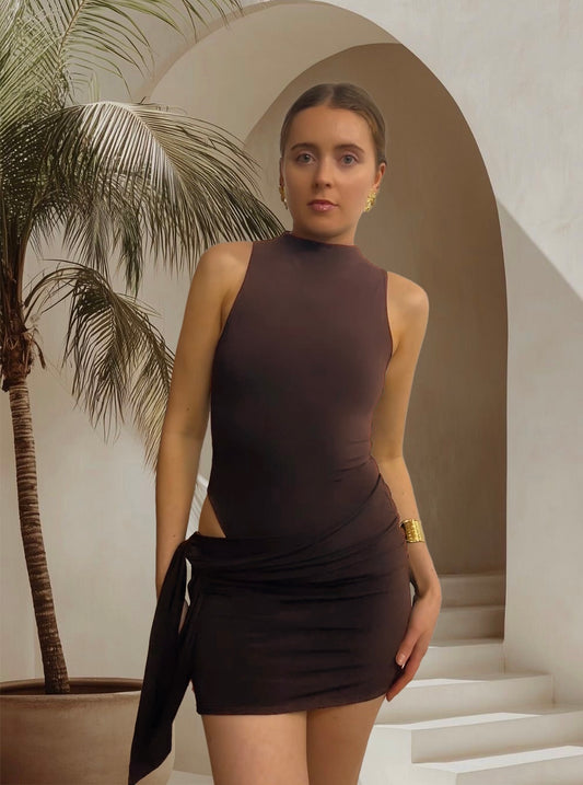 Leah Mini Dress - Chocolate