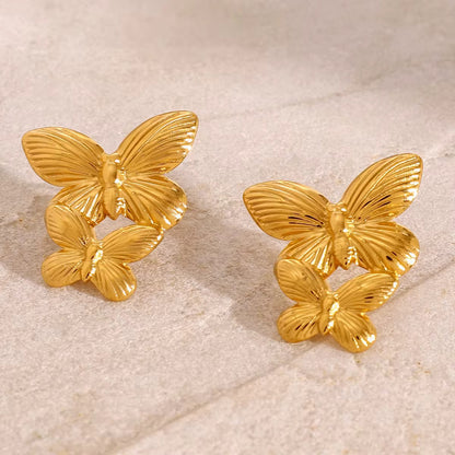 Twin Butterfly Studs - Gold