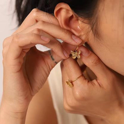 Dainty Butterfly Hoops - Gold