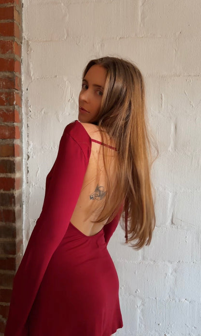 Eden Mini Dress - Burgundy
