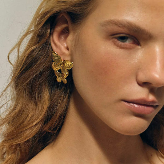 Twin Butterfly Studs - Gold