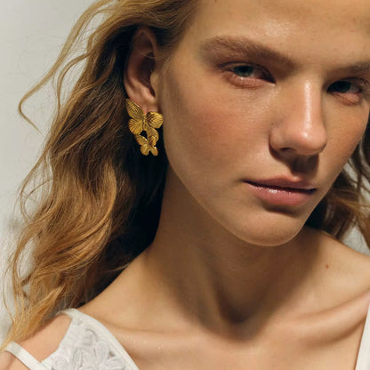 Twin Butterfly Studs - Gold