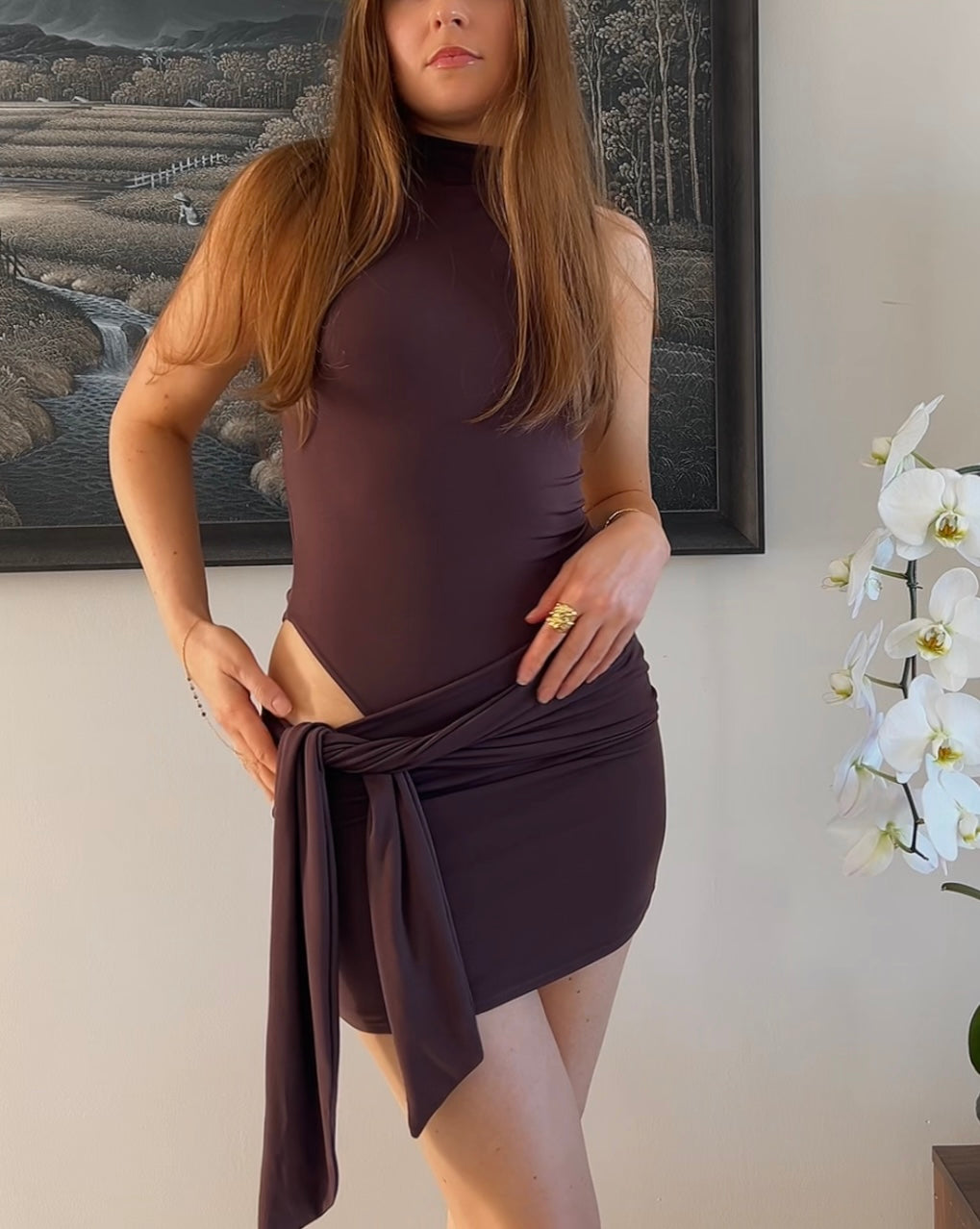 Leah Mini Dress - Chocolate