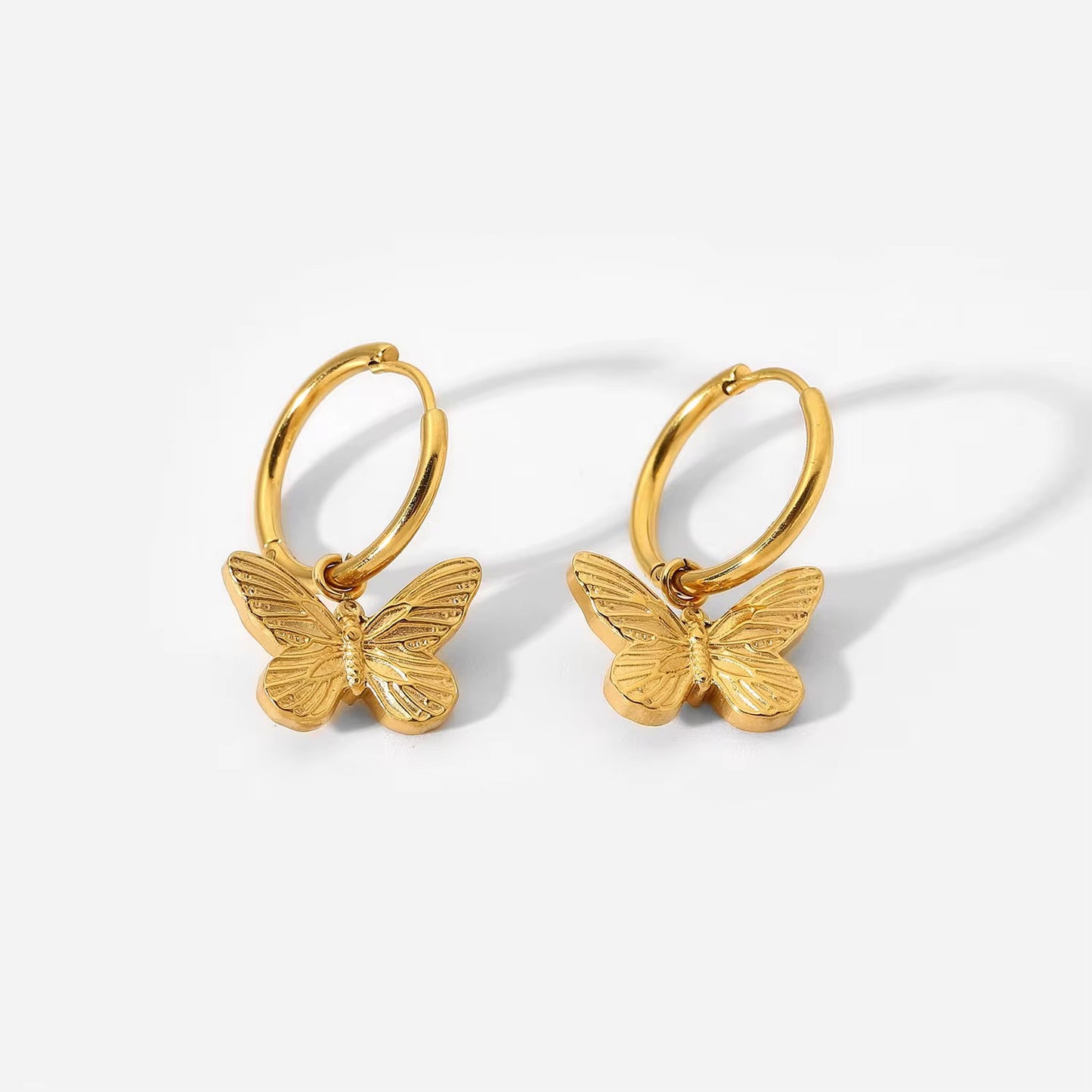 Dainty Butterfly Hoops - Gold