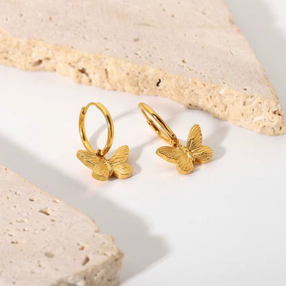 Dainty Butterfly Hoops - Gold