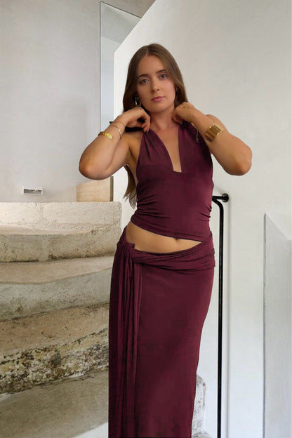 Leah Maxi Skirt - Plum