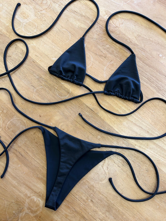 Tulum Bikini Set (Thong Version) - Black