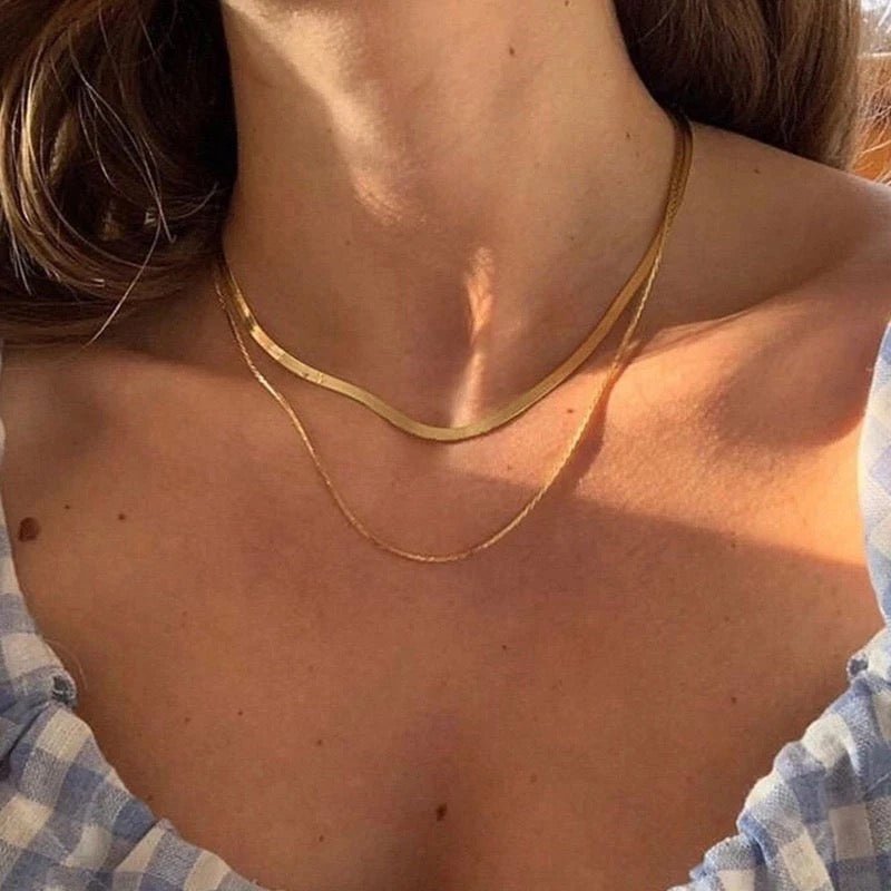 Lea Herringbone Layered Necklace - GoldANTISOCIAL