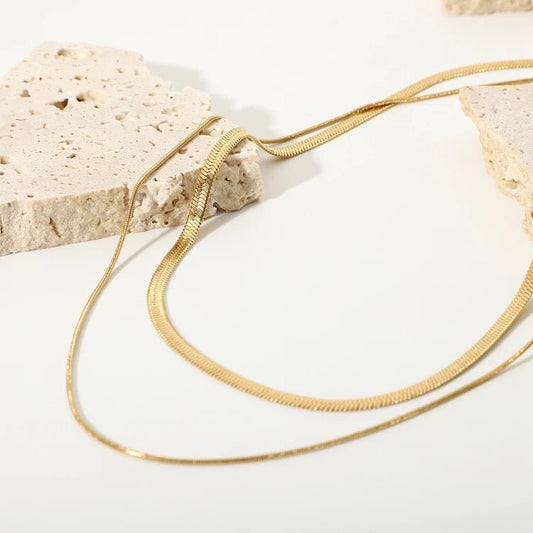 Lea Herringbone Layered Necklace - GoldANTISOCIAL