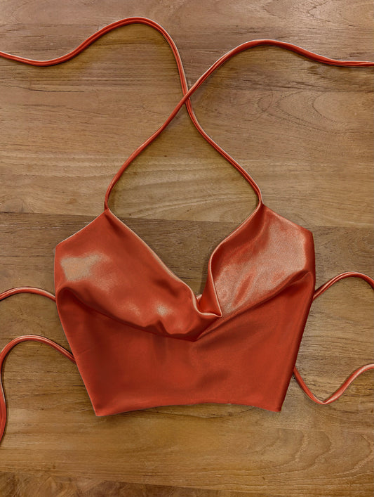 Noa Satin Top - Burnt OrangeANTISOCIAL