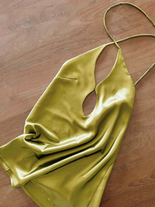 Cut-Out Satin Dress - Rustic YellowANTISOCIAL